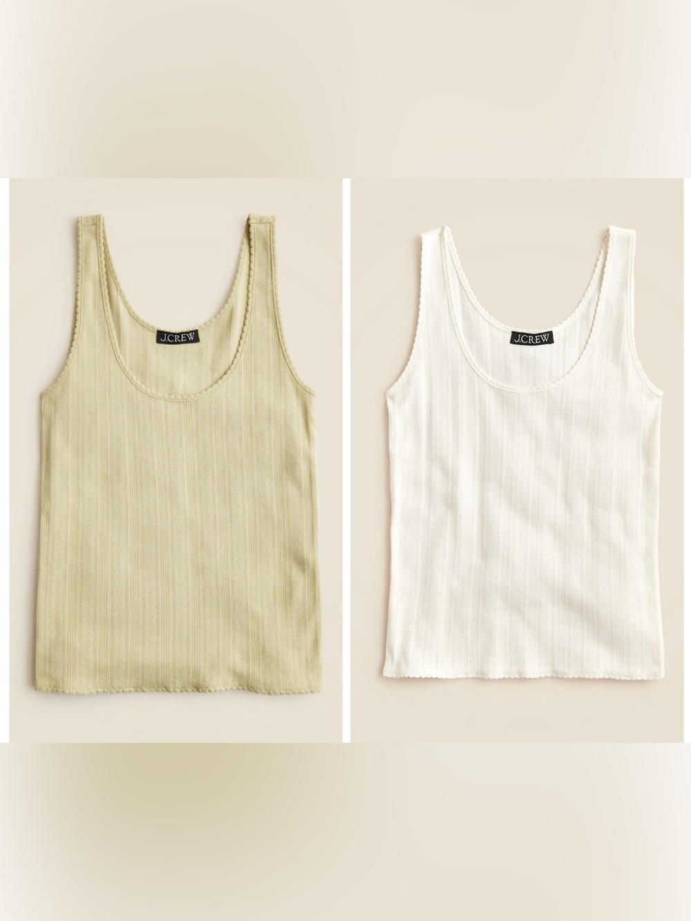 J.Crew Pointelle Tank Set in Khaki and Ivory